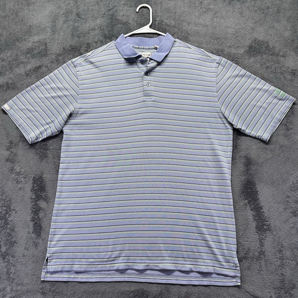 Tehama Golf Polo Shirt Men's XL Hang'em Dry Blue L'Auberge Resort Pima Cotton